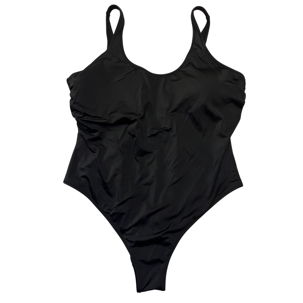 Ashley Graham Swimsuits For All Black Minimalist One Piece Swimsuit Size 22